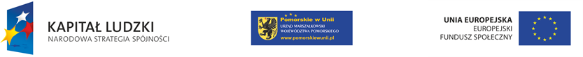 Logotypy - Kapitał Ludzki, Pomorskie w Unii, Europejski Fundusz Społeczny