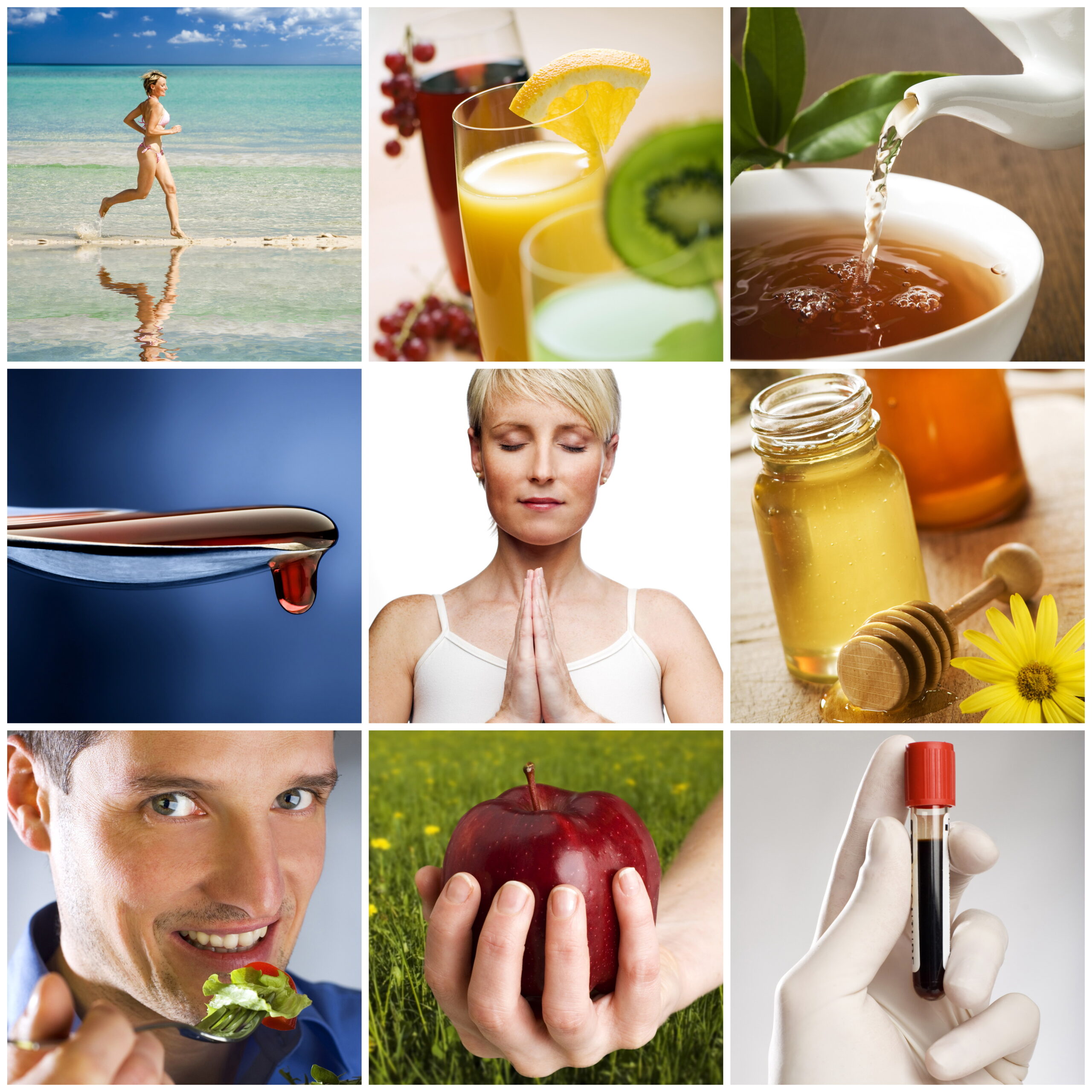 Beautiful healthy lifestyle theme collage made from nine photographs